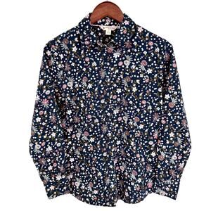Brooks Brothers Red Fleece Women 4 Long Sleeve Blue Pink Floral Blouse Shirt Top